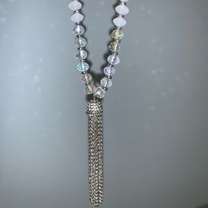Anne Klein Silver Long Beaded Necklace